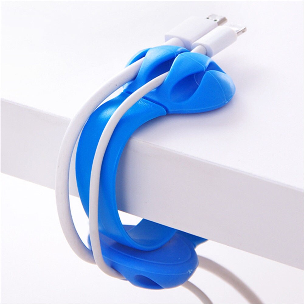 1 ud. Bonito enrollador de cables de silicona organizador de cables de Color sólido para escritorio de oficina soporte de cables enrollados línea fijador escritorio Set suministros