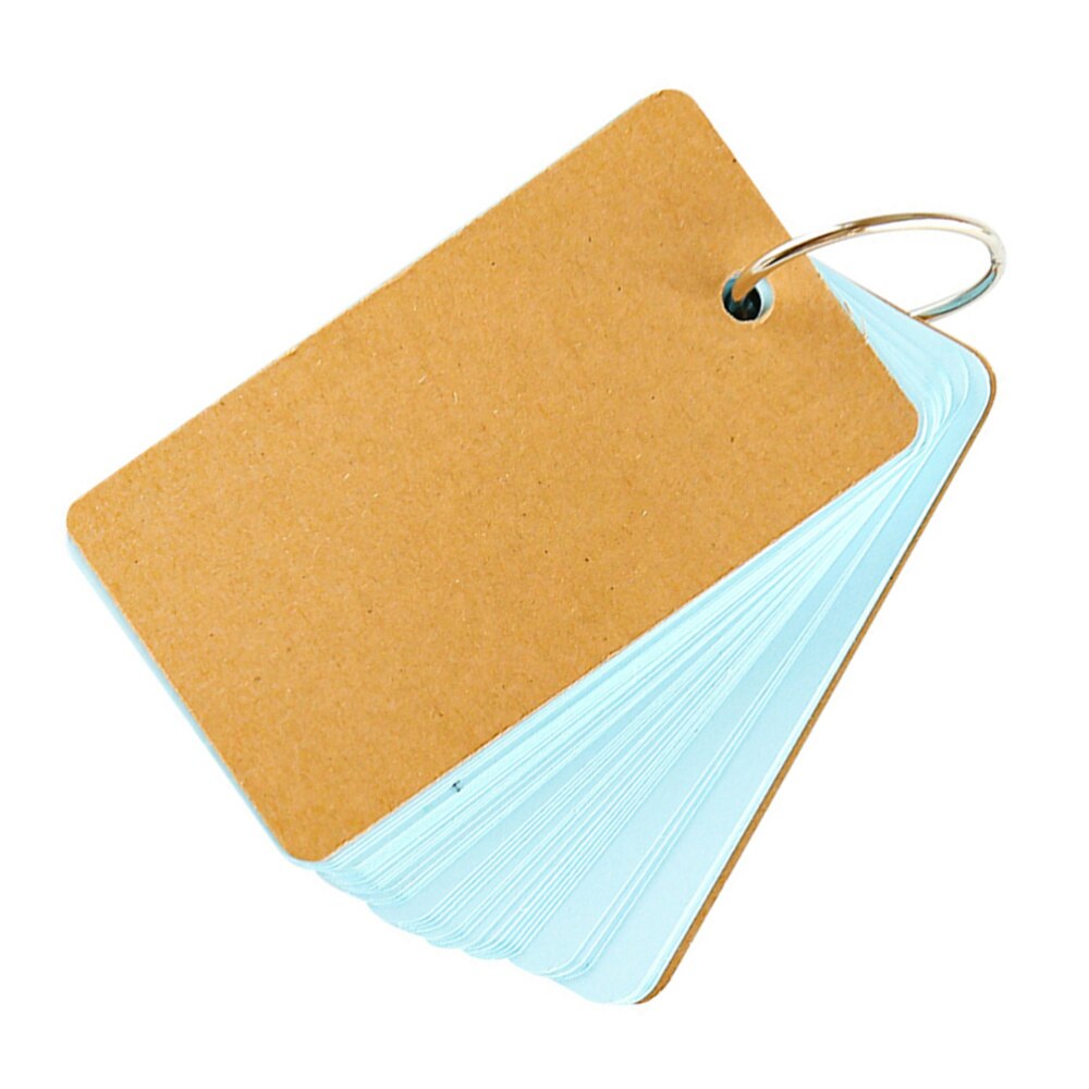 4Pcs Small Long Ring Book Portable Blank Travel Journal Notepad for Writing Drawing School Office (Kraft Paper, Light Blue Core)