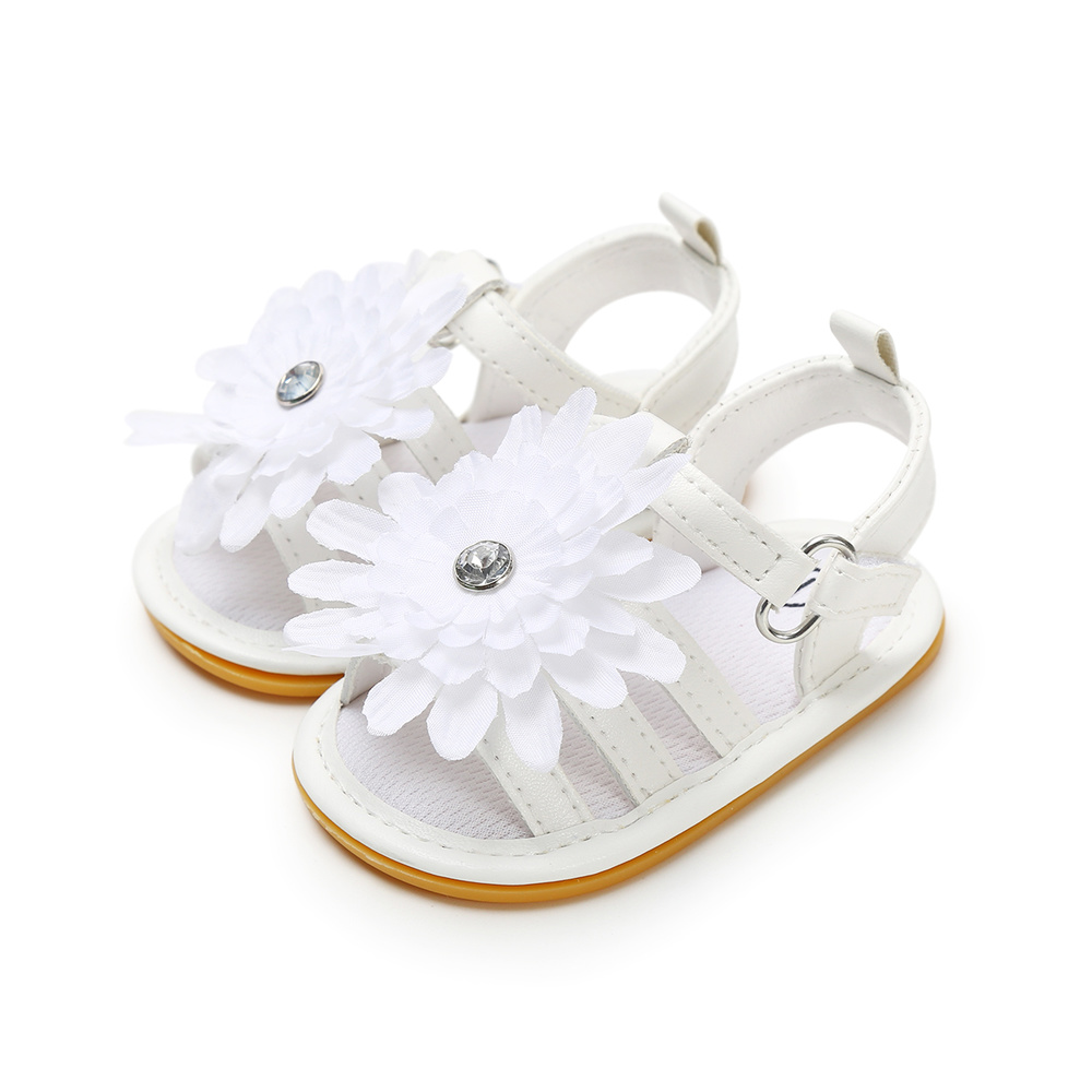 Kleinkind Baby Mädchen Sandalen Gummi Anti-Unterhose Sohle Prinzessin PU Leder Weiß Spitze Blume Sommer Neugeborenen Sandalen draussen Park