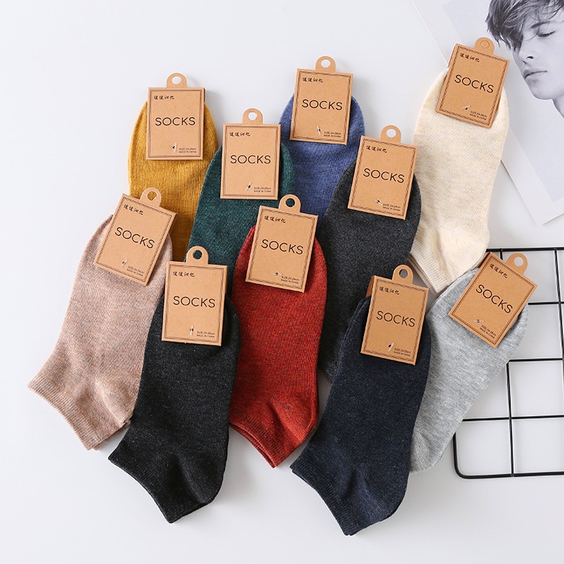 Lot 36-44 10 paires de chaussettes unisexes pour homme et femme, en coton respirant, couleurs unies, décontractées, pour le printemps, l'été et l'automne