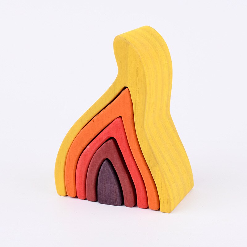 Bambini blocchi arcobaleno in legno foresta albero arcobaleno casa assemblaggio ad arco colore educazione precoce giocattoli e interazione figlio genitore: B