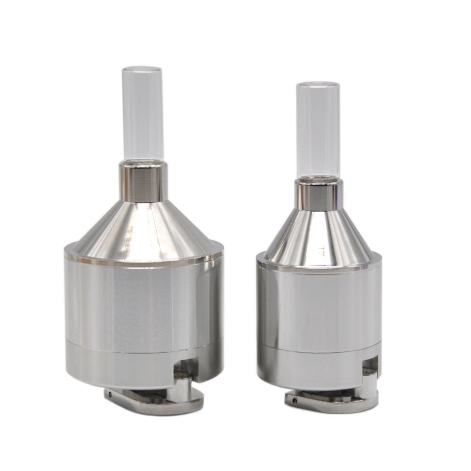 Trituradora de polvo metálico de aleación de aluminio molienda manual embudo con botella de vidrio tampón embudo trituradora de cigarrillos en miniatura de 44 mm / 56 mm de diámetro