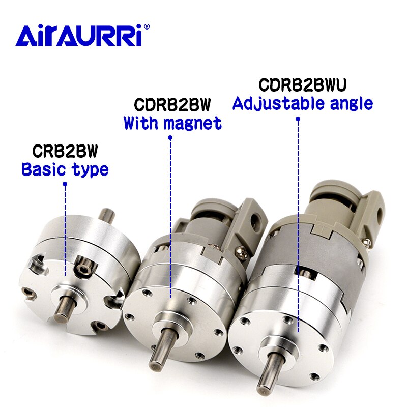 Actionneur rotatif pneumatique à cylindre rotatif simple palette taille 20 CRB2BW/CDRB2BW/CDRB2BWU, angle rotatif 90, 180 et 270
