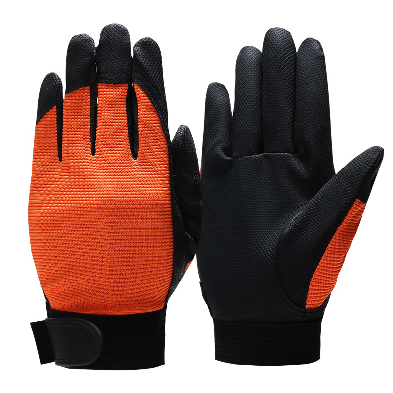 Männer Handschuhe Tragen-beständig Baustelle Trockenen Betrieb Anti Unterhose Handschuhe Mechanische Bedienung Reiten PU Handschuhe: Orange / XL