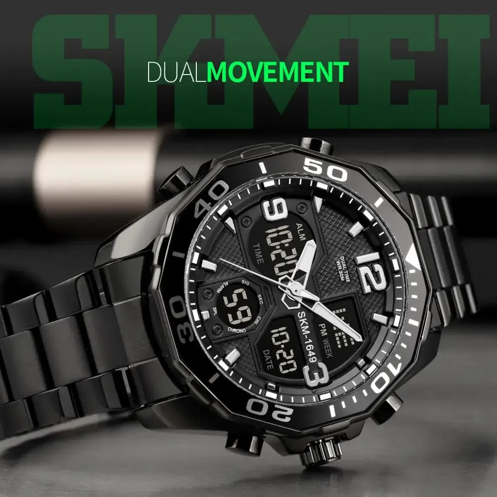 SKMEI 1649 Drehbare Ring Quarz Digitale Männer Armbanduhren Chrono Alarm Männliche Uhr reloj hombre Dual Bewegung Sport Herren Uhren