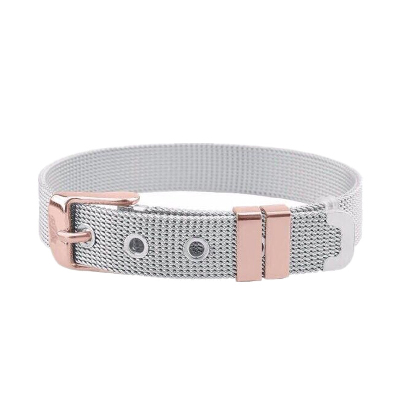 Somsoar Schmuck Versilberung rose gold Edelstahl Mesh Armband mit 1 stücke Rose Gold Rutsche Charme DIY Schmuck als Beste: without charms