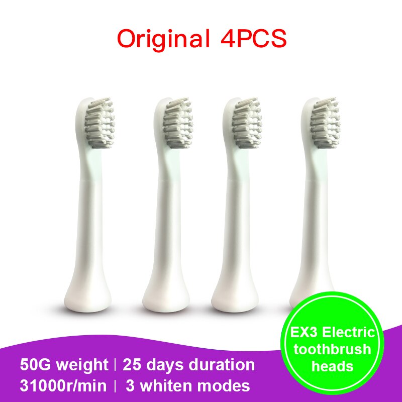 Originale pinjing  ex3 so hvide tandbørstehoveder xiaomi youpin soocas elektriske soniske ultralyds-tandbørstehoveder: Original 4 stk