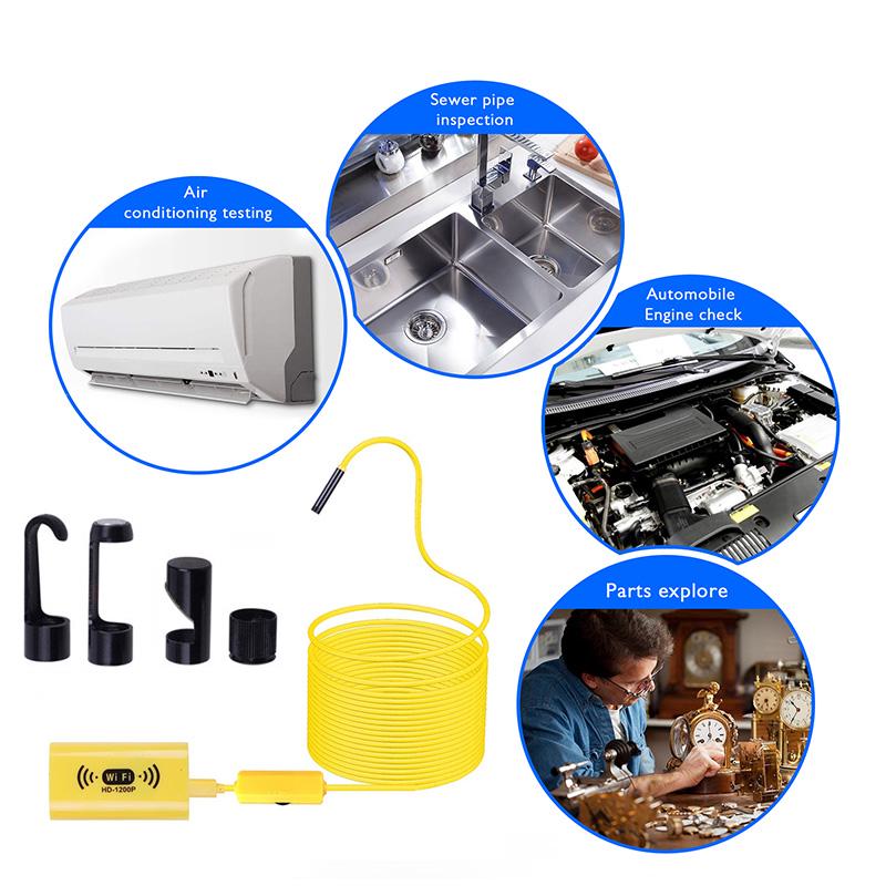 2M 5M 10M WIFI Endoscope Borescope for Android IOS Iphone Endoscope Mini Waterproof Camera 8MM Hard Cable Wireless USB Endoscope