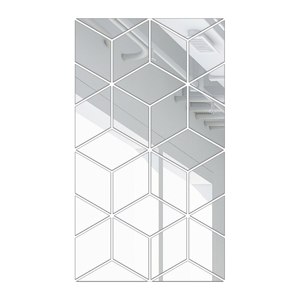 Sliver 3D Mirror Wall Sticker DIY Acrylic Wall Stickers Living Room TV Background Home Decoration adesivo de parede: M(90x51cm)
