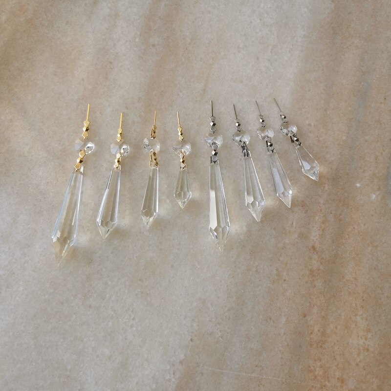 10 stk/parti istap +sommerfuglenåle+ottekantede perler lysekrone krystal vedhæng glas hængende pendel til lampe dekoration