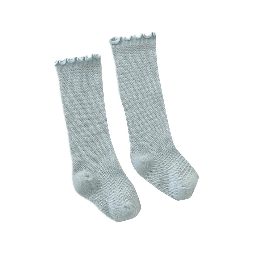1 paire nouvelle bébé filles genou chaussettes hautes couleur unie Frill tricot doux chaussettes pour 0-5 ans: Gris / 1 to 3 Years