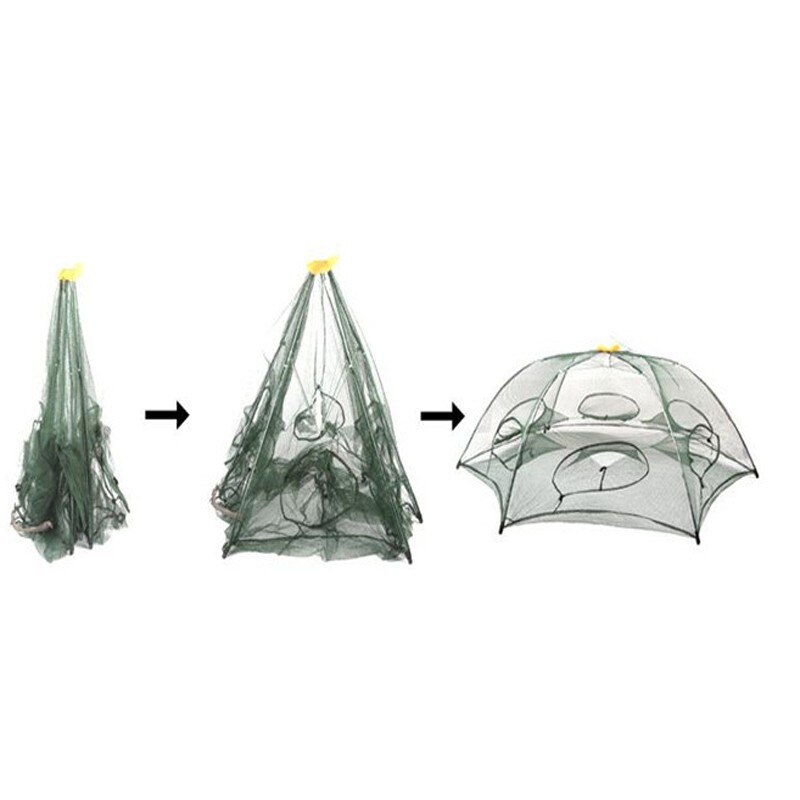 8 Hole Fishing Net Folded Portable Hexagon Fish Network Casting Nets Crayfish Shrimp Catcher Tank Trap China Cages Mesh