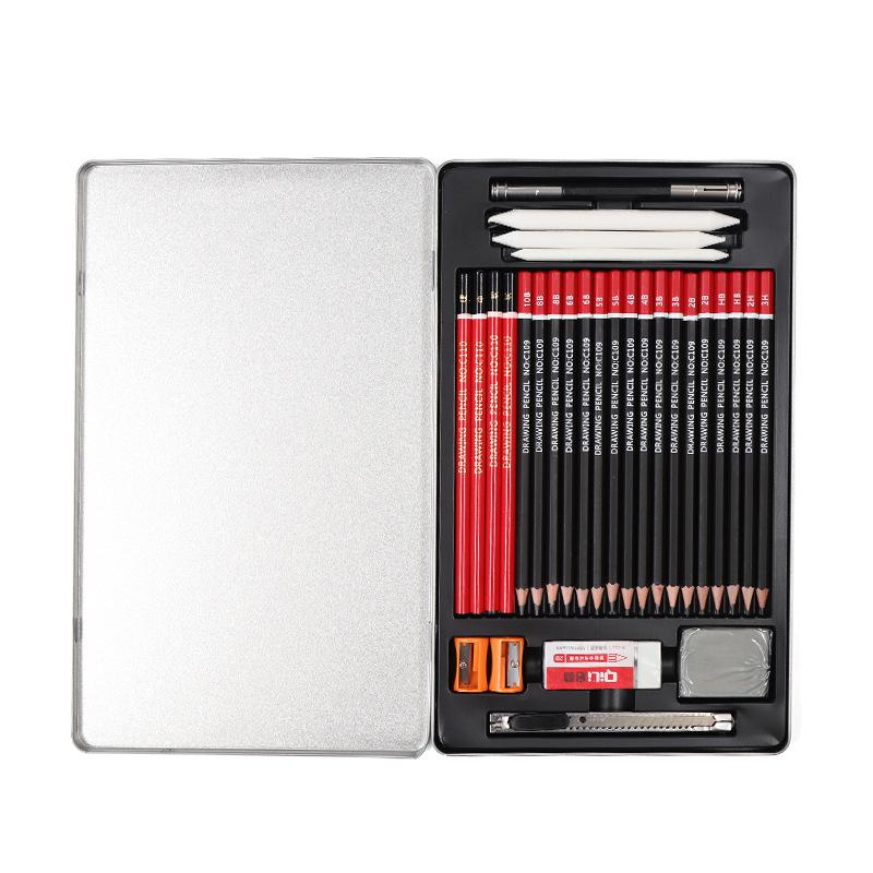 Juego de lápices para dibujo de bocetos, 30 Uds. De materiales de arte , Kit de dibujo con barras de carboncillo de grafito, herramienta para libro de bocetos para Adul: Default Title