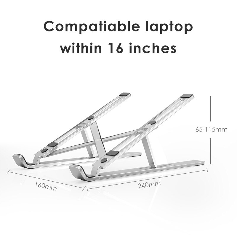 Laptop Computer Bracket Aluminum Alloy Desktop Heightening Bracket Cooling Folding Portable Base Lifter