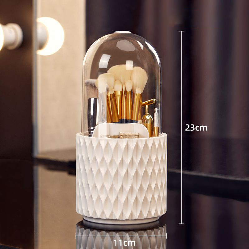 360 ° Rotierender Make-up-Pinselhalter mit Deckel, luxuriöser Kosmetik-Organizer, Lippenstift, Augenbrauenstifthalter, Lidschatten-Aufbewahrungsbox