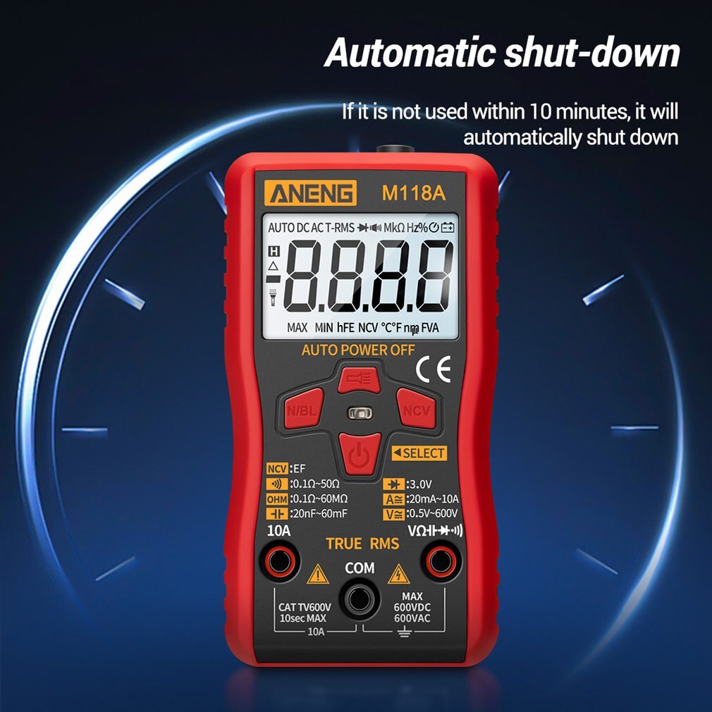 M118A Backlight Digital Multimeter Non Contact Stable LCD Display Measurment Tool ABS Battery Powered Smart Auto Range