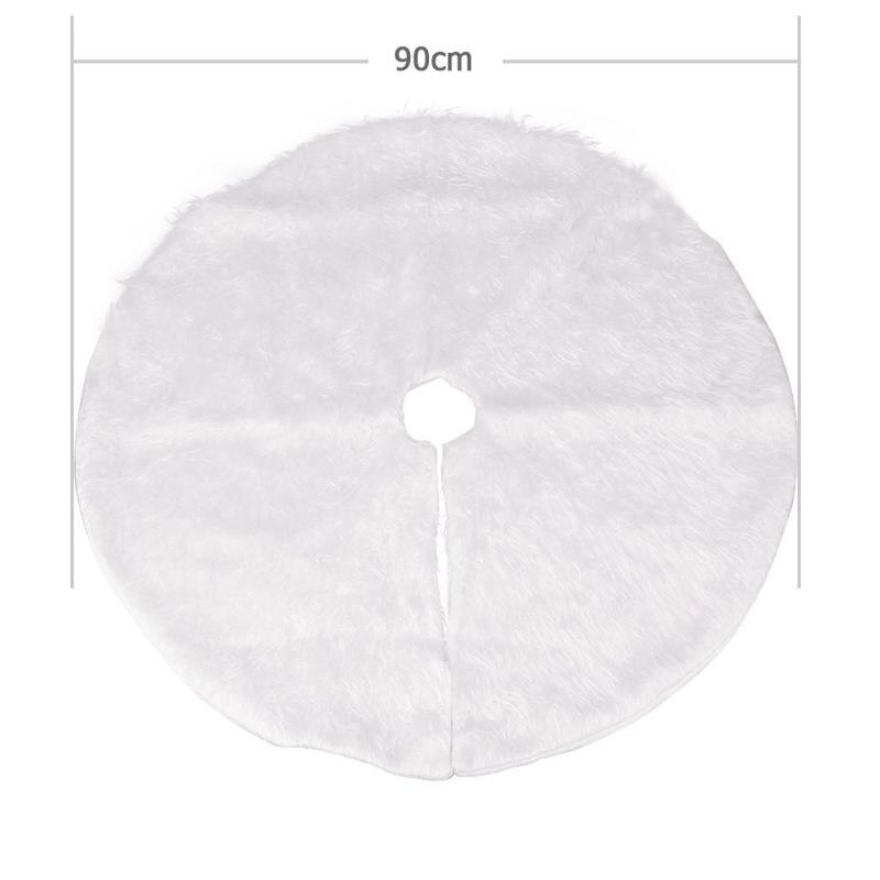 78/90/120cm juletræsnederdele runde lilla / hvide plys forklæde tæppe år xmas dekor jul hjem fest dekoration: Hvid 90cm