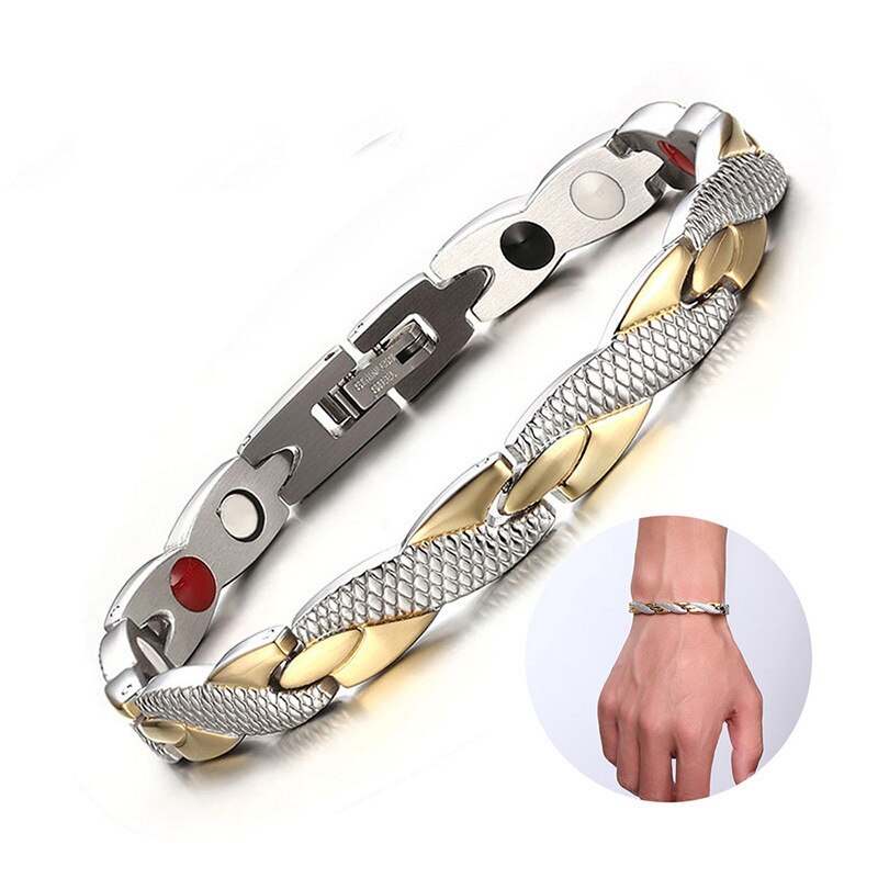 Bracelet magnétique torsadé pour femmes, aimants de thérapie, bijoux de soins de santé en acier inoxydable