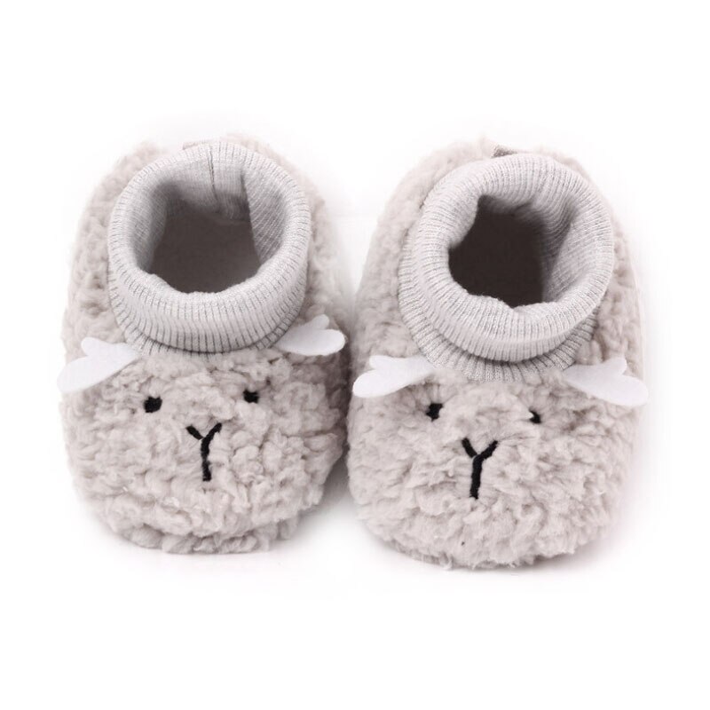 Warme schoenen kunnen schoenen veroorloven lam babyschoenen plus fluwelen schoenen schattige cartoon zachte comfortabele onderkant 0-1 peuterschoenen