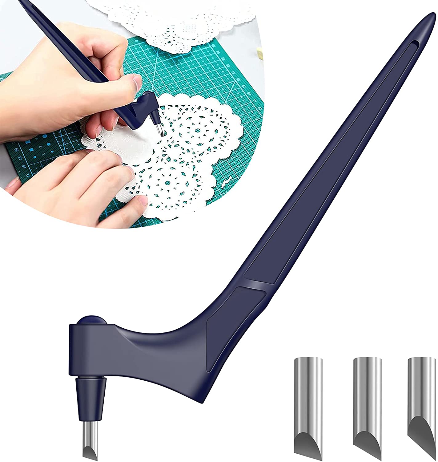 Craft Cutting Tools, Stainless Steel Knives 360 Degree Rotating Cutting Blade Handhled Paper-Cutting Tool，Scrapbooking