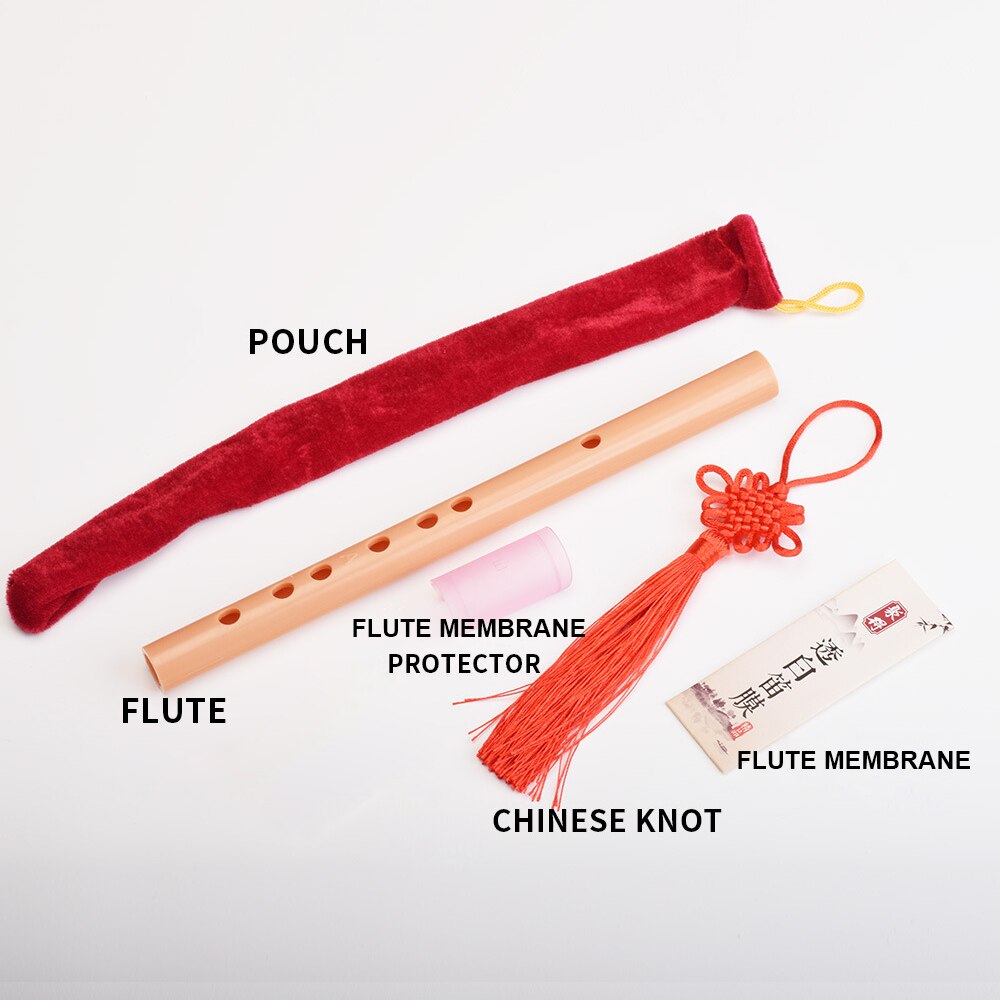 Flauta corta de 6 agujeros Dizi, flauta de resina, llave de clarinete, instrumento Musical chino tradicional con membrana de flauta, bolsa de transporte