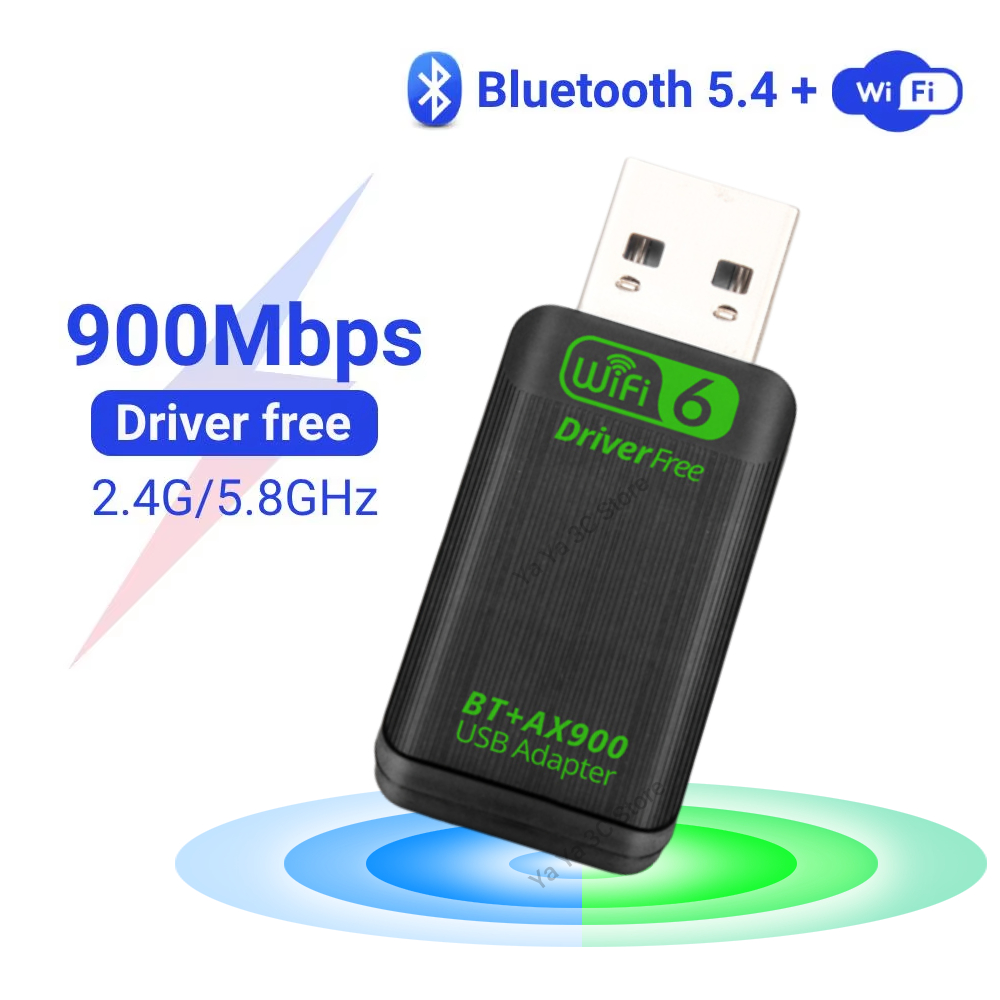 900 Mbit/s USB WiFi 6 Bluetooth 5.4 Adapter 2in1 Dongle Dual Band 2,4 G & 5 GHz Drahtlose Netzwerkkarte FAHRER KOSTENLOS für Fenster 10/11: Weiß