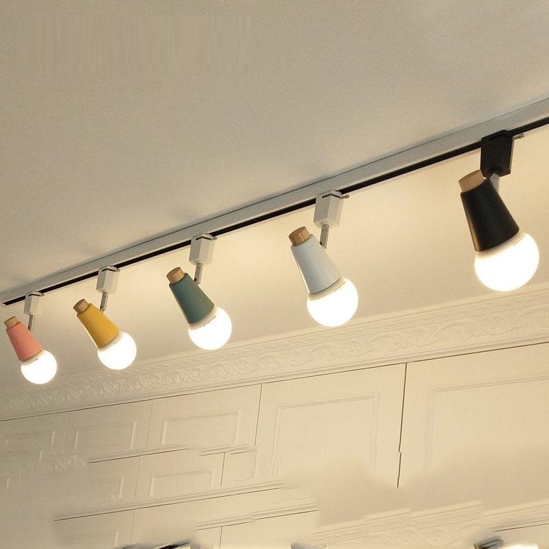 Moderne led skinnelampe farverig 2- vejs justerbar skinnespotlights sporbelysningsarmatur 120v lys bar showroom tøjbutik