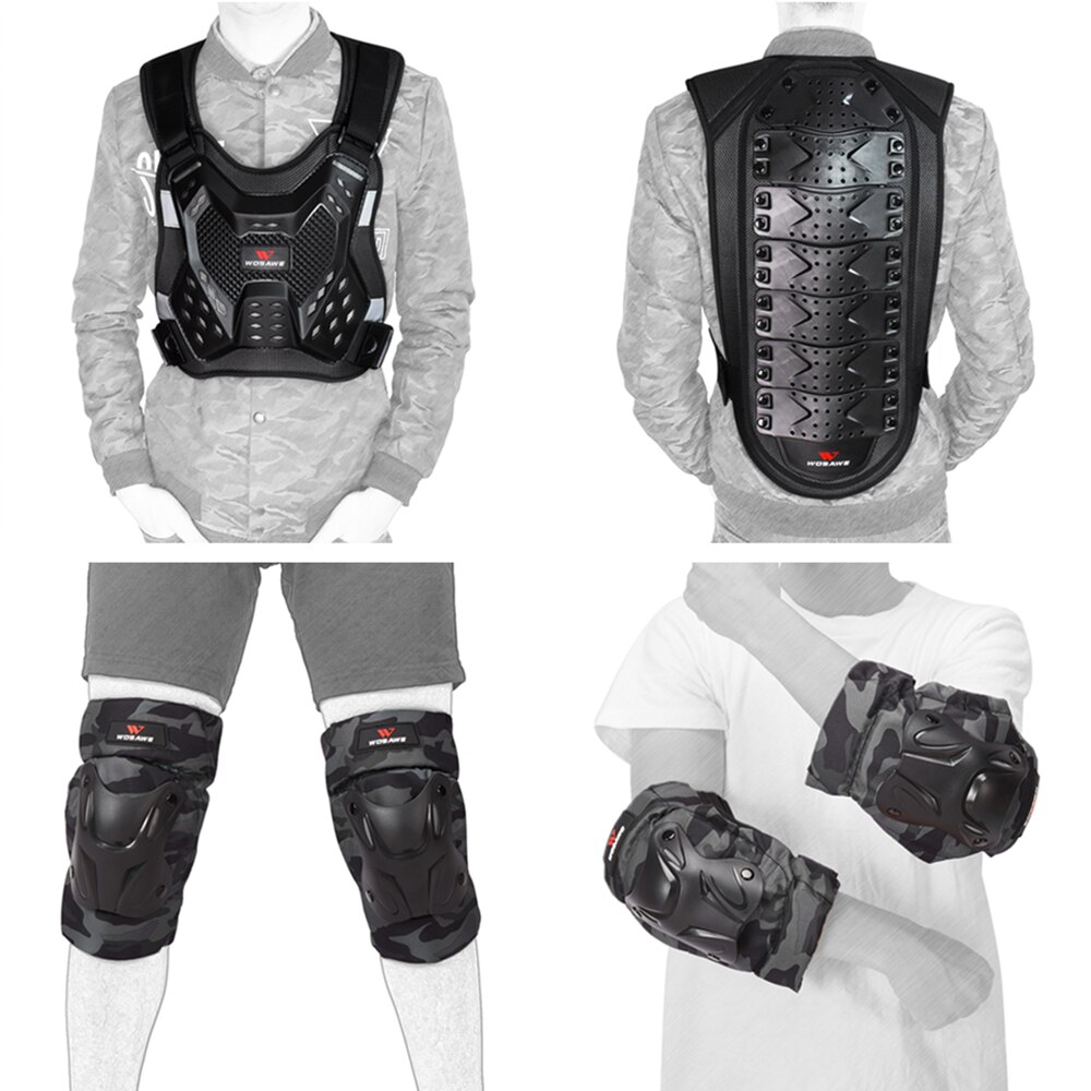 WOSAWE Adult Protective Motocross Armor Jacket Body Support Bandage Ski Chest Back Protection Suit Motorcycle Protective Gear