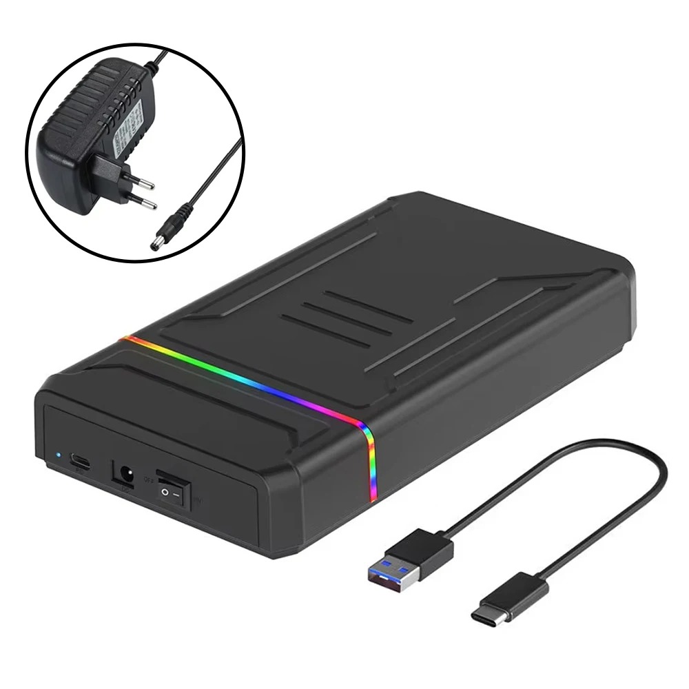 2,5/3,5 Zoll Festplattengehäuse SATA auf Typ C Festplattengehäuse-Adapter bis zu 6 Gbit/s Externe Festplattengehäuse für PC Laptop 12 V 3 A Strom: Gold