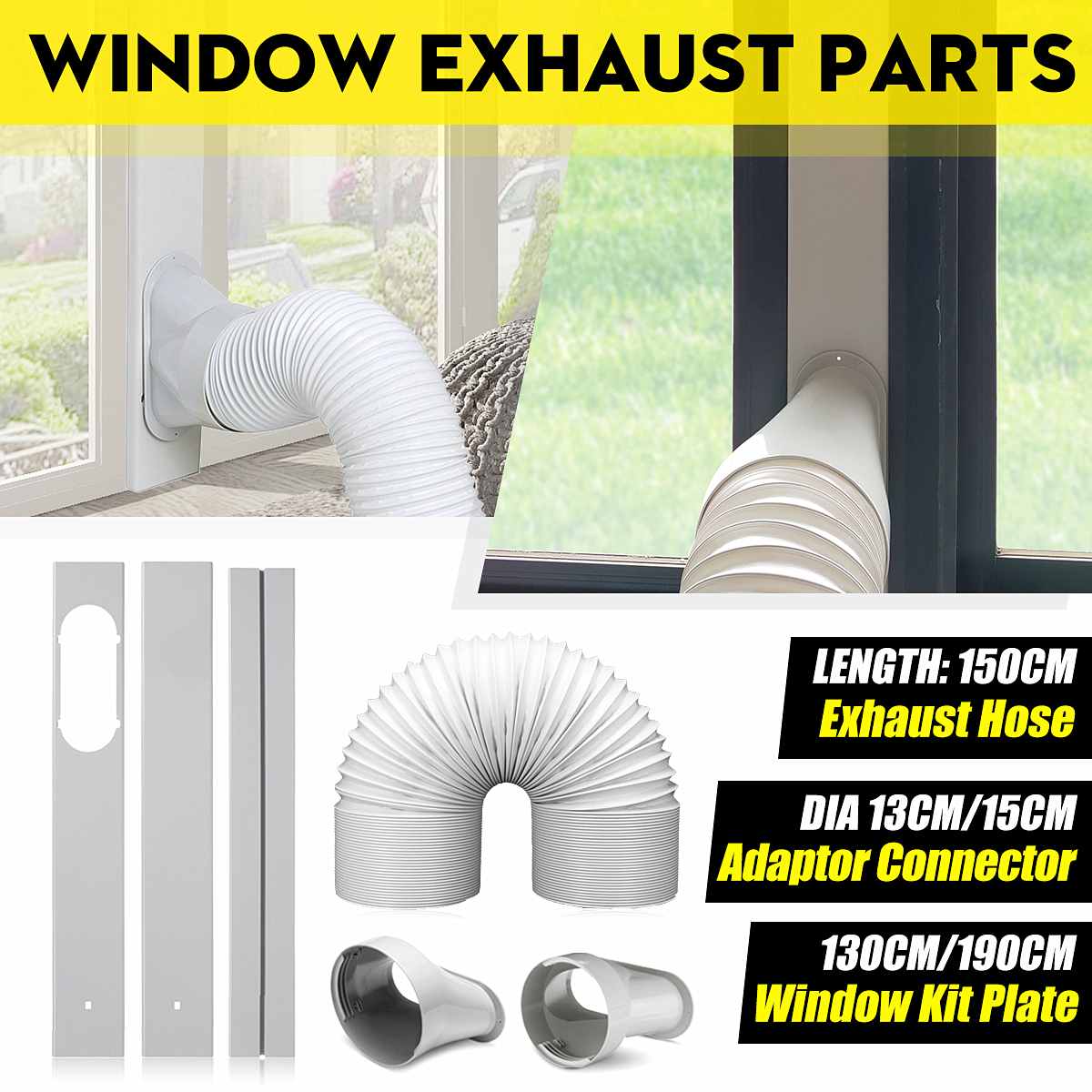 130/190cm Portable Air Conditioner Accessories Adjustable Window Air Seal Auto Lock Air Outlet Exhaust Vent Pipe Hose Connector