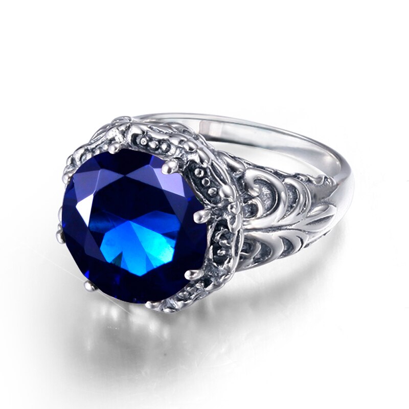 Szjinao Silber Ringe Für Frauen Echt 925 Sterling Silber Ring Jahrgang Neo-gotisch Blau Saphir modisch Schmuck Handgemachte