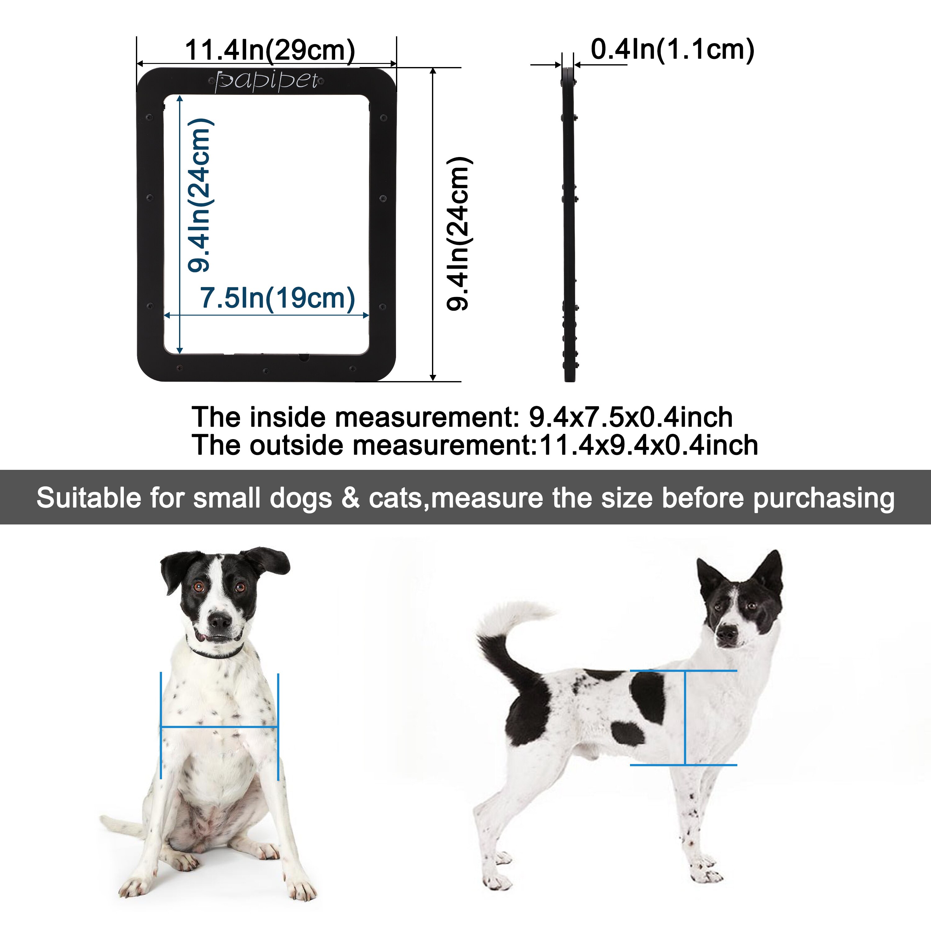 Papipet Safe Lockable Magnetic Screen Dog Door Cats Window Gate For Small Dog and Cat Pretty Pattern Easy Install