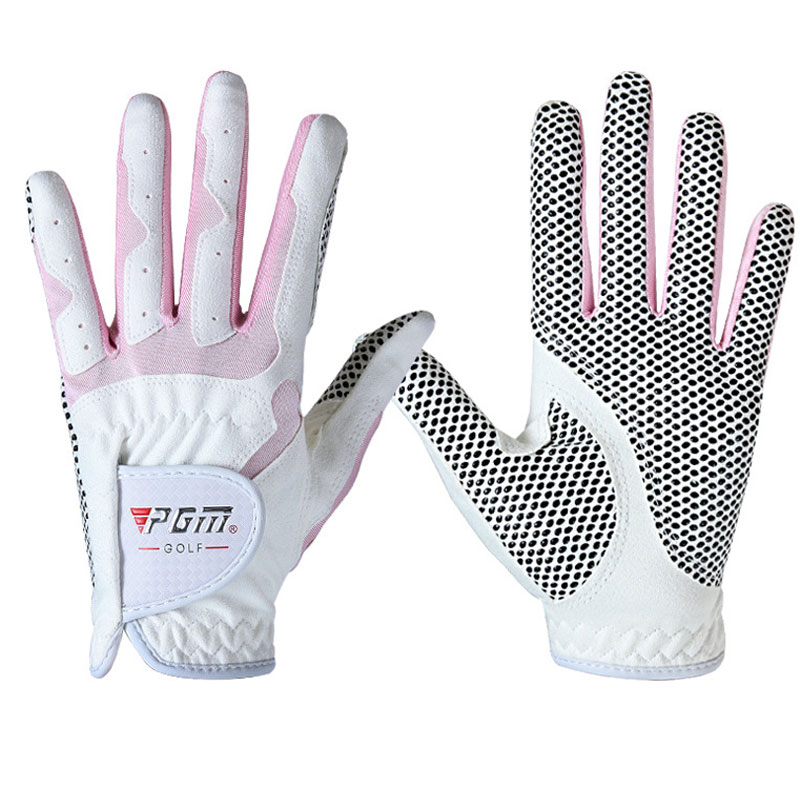 PGM – gants de Golf pour femmes, 1 paire, pour l'entraînement de la main gauche et droite, en tissu nanométrique, respirant, pour le sport, D0015: White Pink / 19