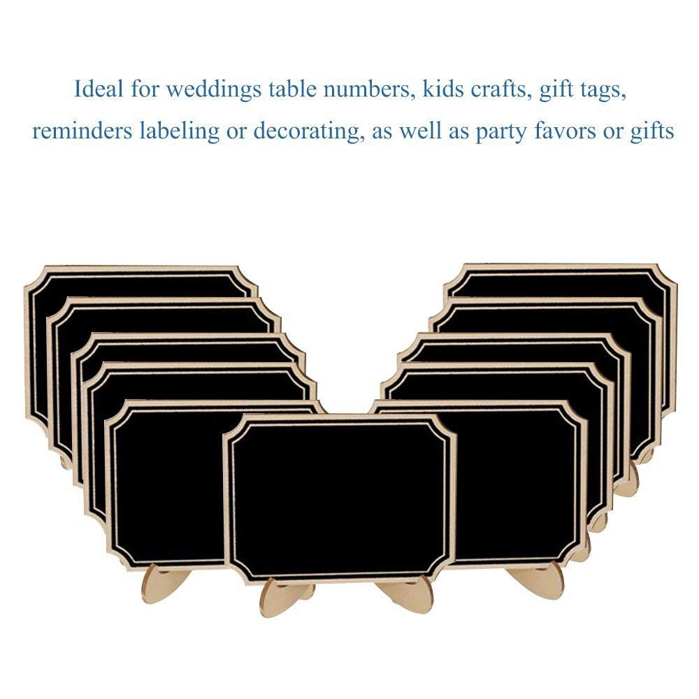 Paquete de 20 Mini pizarras con soporte de caballete, tarjetas de lugar, pizarra pequeña rectangular de madera para bodas, cumpleaños, Pa