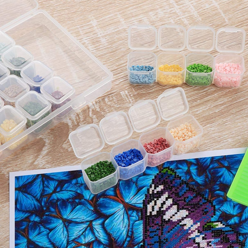 Boîtes de rangement pour accessoires de broderie diamant, 28 grilles, pour peinture diamant, point de croix