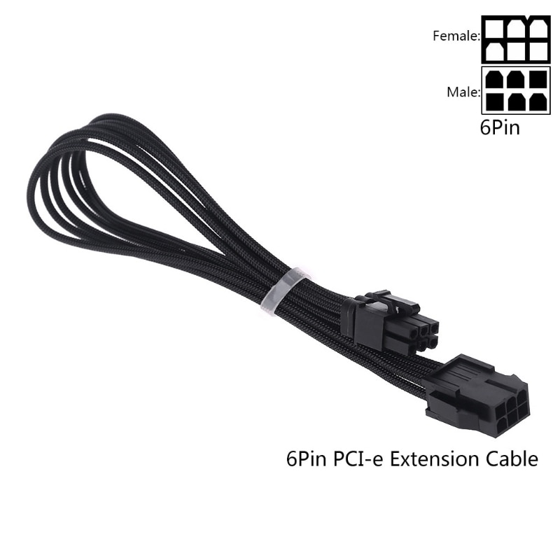 Mouw Extension Voeding Kabel 24-Pin Een Tx/Eps/8-Pin Pci-E Gpu/8pin cpu/6-Pin Pcie/4Pin Cpu Kabel Met Kammen 18 Awg: Black 6PIN