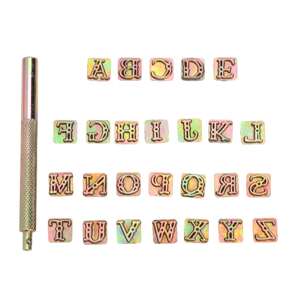 26 stk alfabetet unik mærkning symbol sæt engelske bogstaver læder stansemærker zink legering sæt værktøjer håndværk til mental stempling: -en