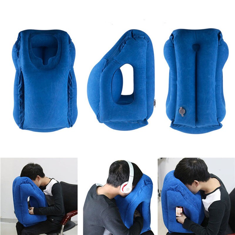 Inflatable Travel Pillow Portable Head Neck Rest Flight Pillow for Airplane Car Bus Trains Office Nap Camping Body Back Support