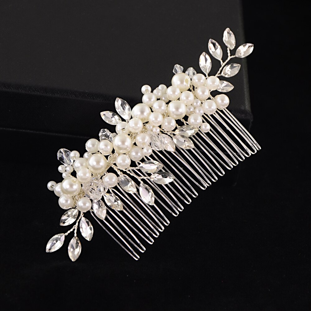 Trixy  h13 rhinestone hår kam brude tilbehør perle hår kam bryllup hår klip brude hår smykker hår ornamenter hovedstykke