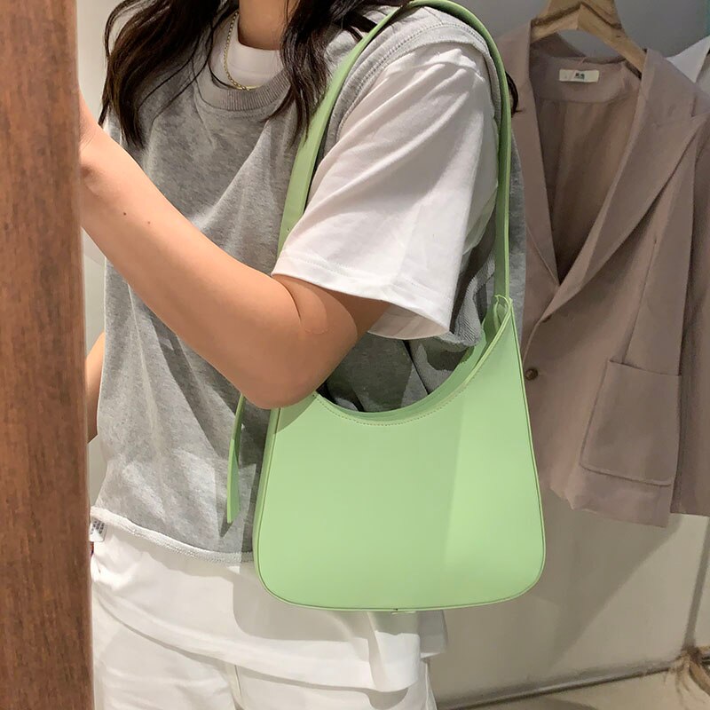 Style français En Cuir Sac À Bandoulière U Aisselle Petits Sacs À Main Pour Pochette Pour Femmes Sacs Couleur Uni Vintage Fourre-Tout Sac À Main