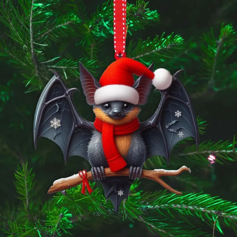 Christmas Tree Pendants Acrylic Cute Squirrel Hanging Ornaments For Wall Xmas Tree Decorations Party Supplies Year: Dark Khaki
