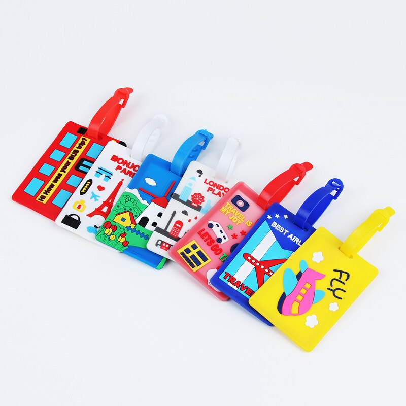 Kawaii valise étiquette à bagage dessin animé ID porte-adresse étiquette à bagages silice Ge Identifier accessoires de voyage étiquettes à bagages de voyage