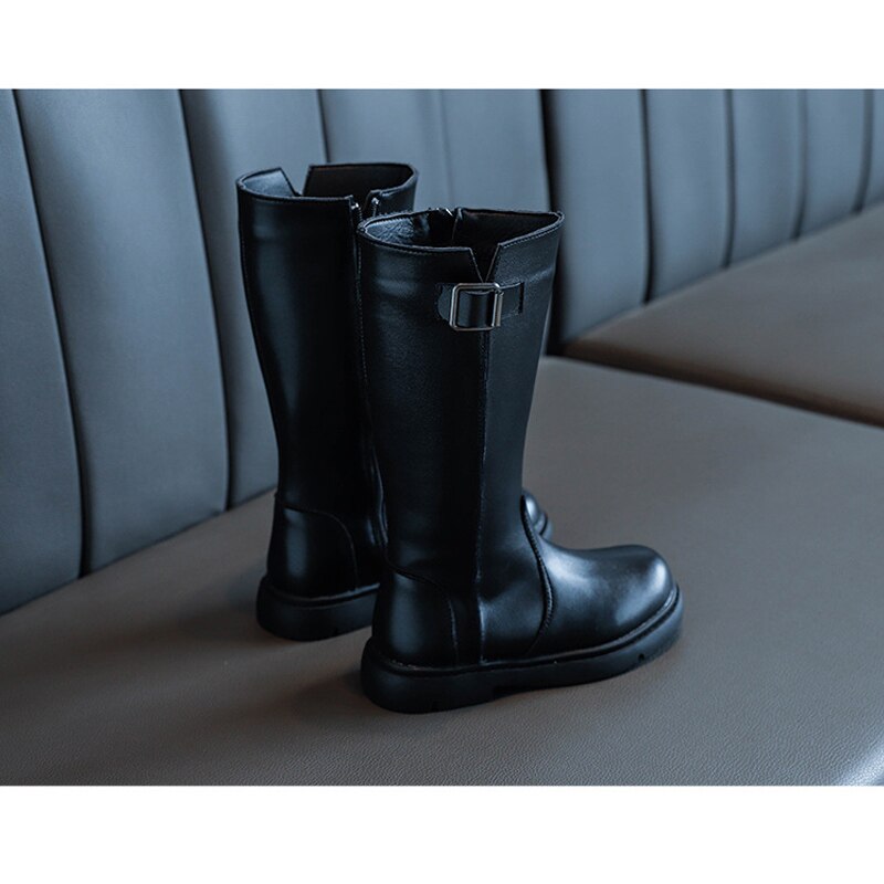 Bottes au dessus du genou pour filles, chaussures d'automne montantes, princesse et fermeture éclair sur le côté, faciles à porter,