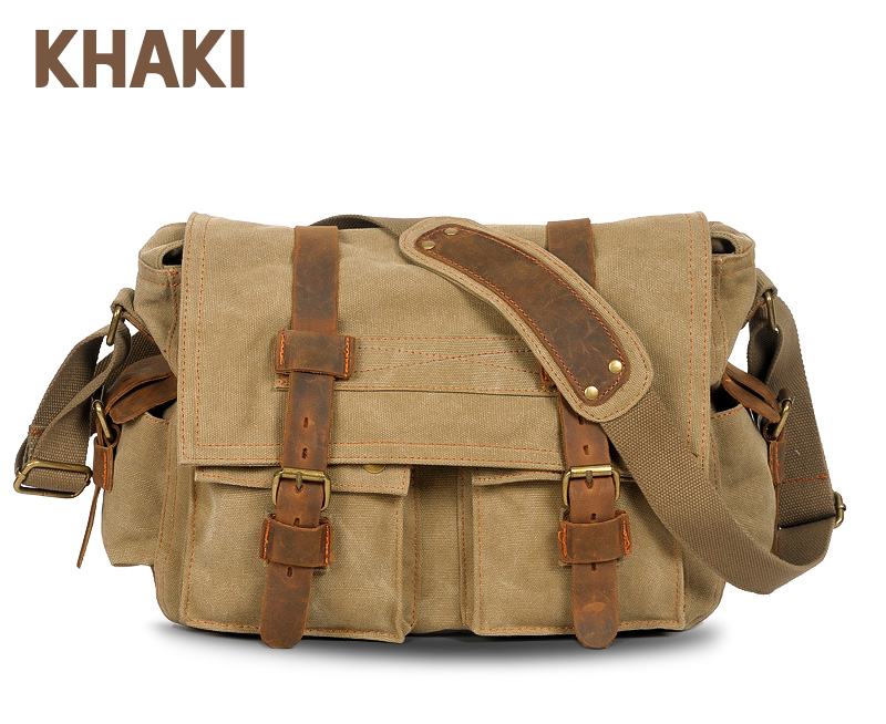 Markroyal Canvas Lederen Heren Grote Crossbody Tas Mannelijke Messenger Bag Schoudertas Grote Capaciteit Satchel