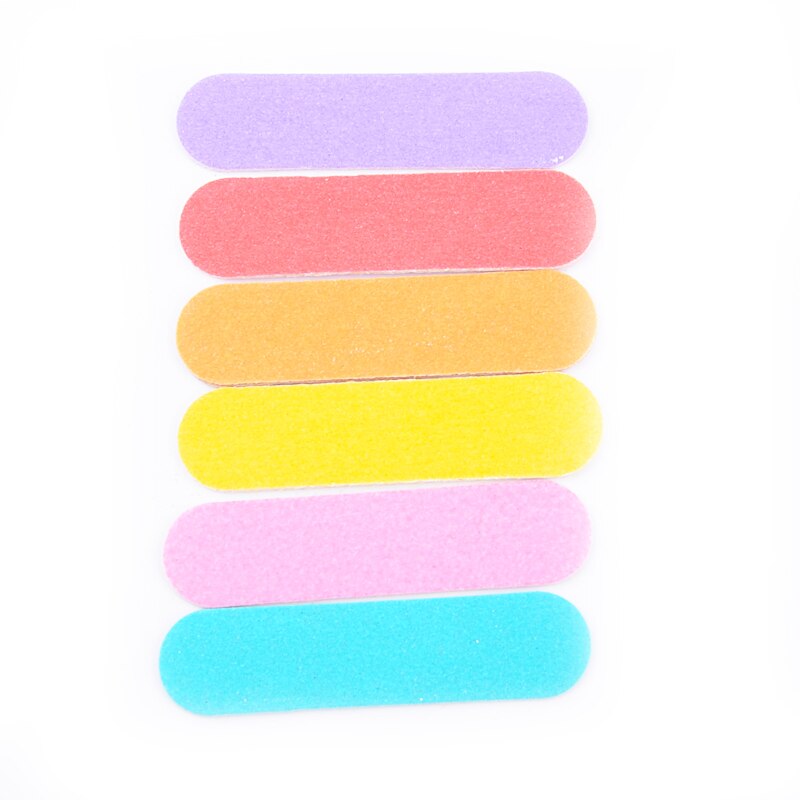50PCS/lot Mixed Colorful Mini Wood Nail File Sanding Files Buffing Nail Double Sided Stick Manicure Care Art Tools