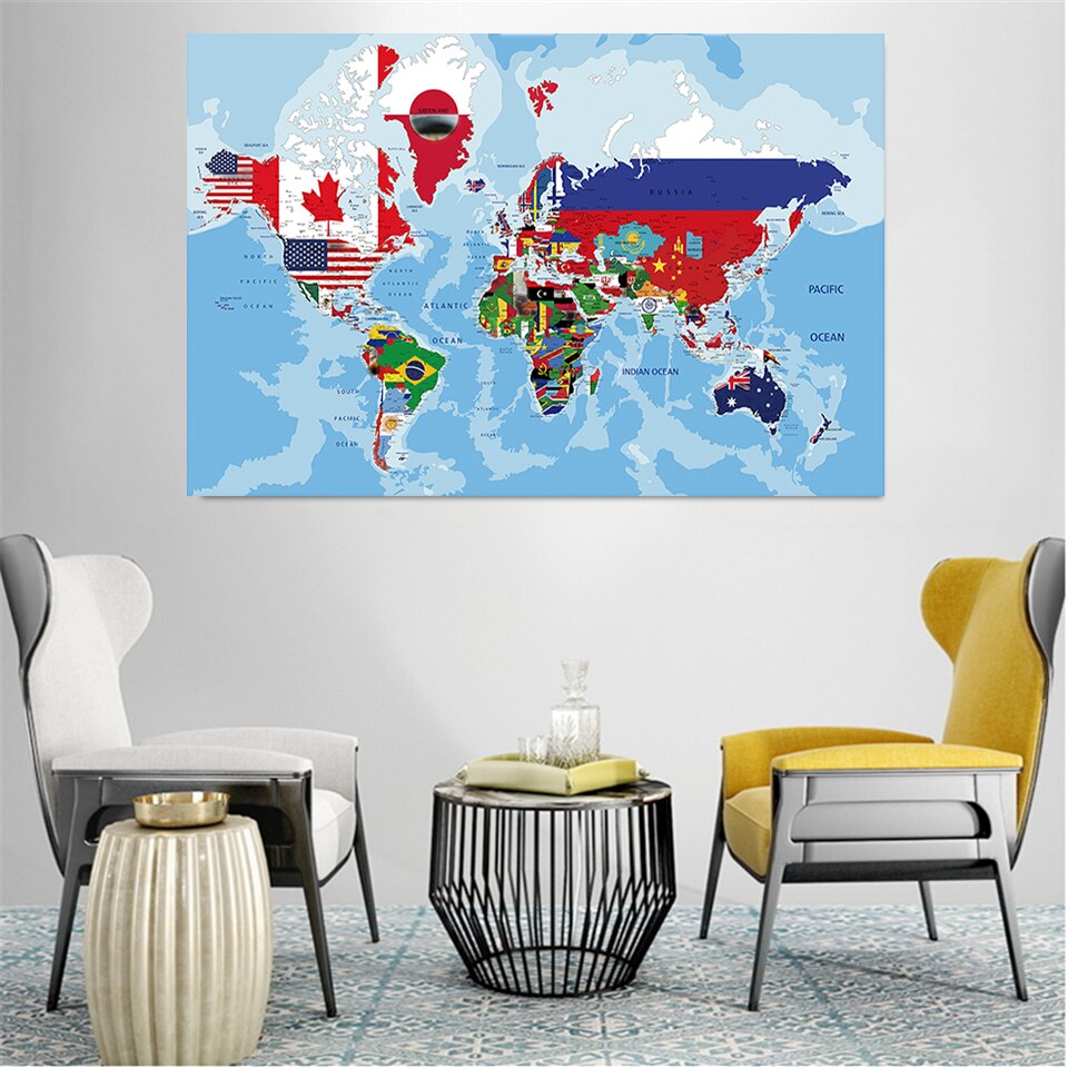 150*100cm The World Map Non-woven Canvas Painting Poster Wall Decor LIving Room Home Decoration School Supplies