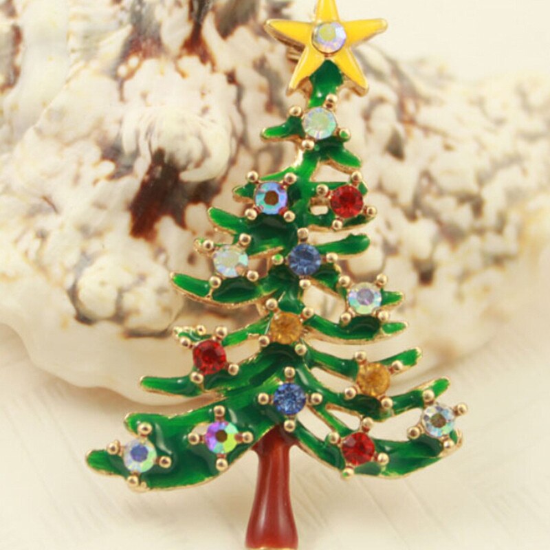 1Pc Kerst Sieraden Fijne Kerstboom Crystal Broches Pins