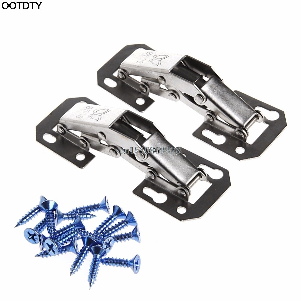 2Pcs 90 Degree Easy Mount Concealed Kitchen Cabinet Cupboard Sprung Door Hinges