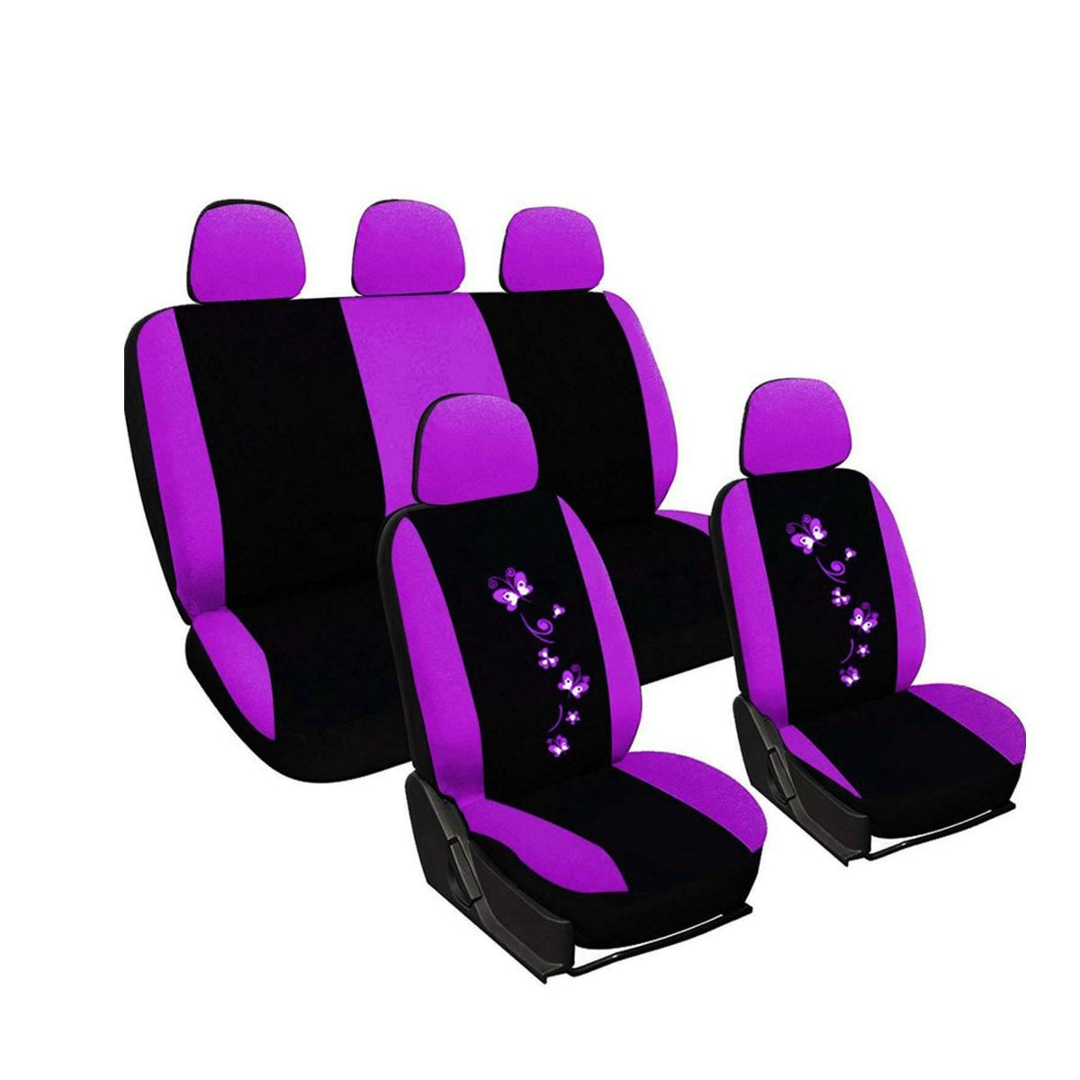 Universel 9 stk / sæt lyserød bilsædebetræk sommerfuglbroderi bil-styling kvinde sædebetræk biler bilindretningstilbehør