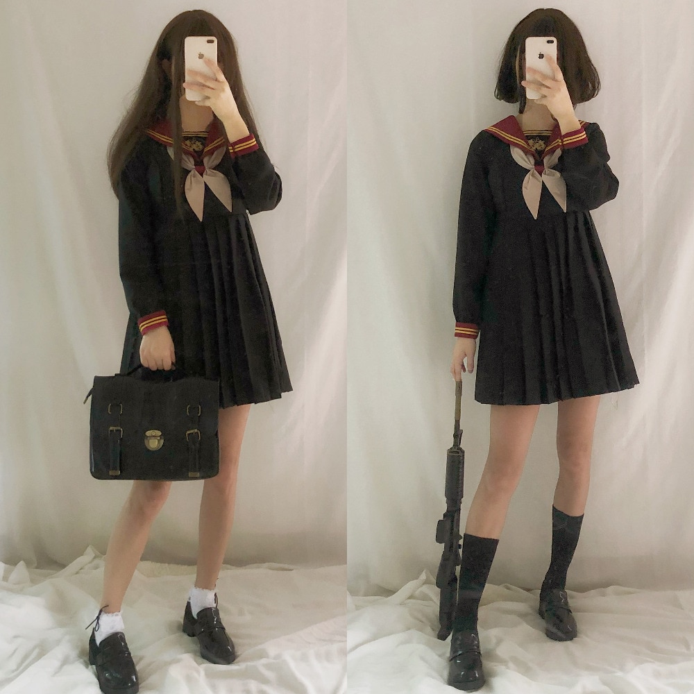 Japanese School Uniform Class Girl Maid Sailor Navy style Cosplay clothes Escolar Japones Costume Dolly Skirt Full dress